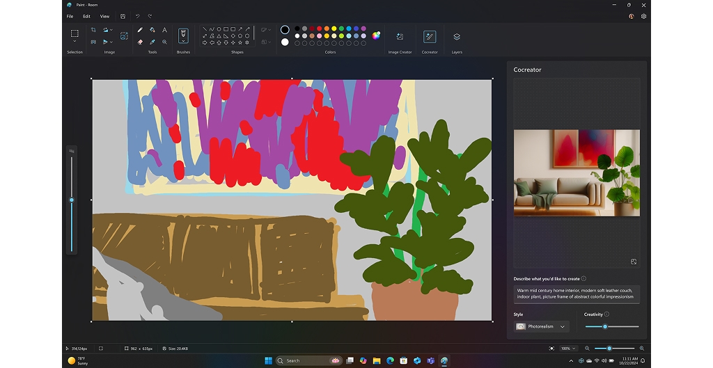 Sketch, generate with Cocreator